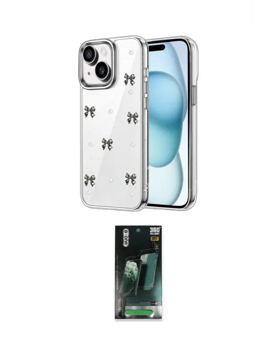 ieg™ iPhone 14 Kılıf Yörünge Form - Şeffaf 360 Full Body Arka Koruyucu