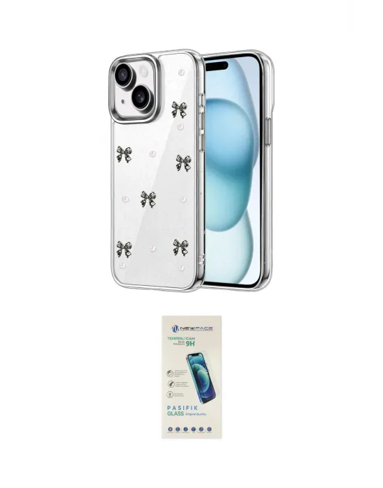 ieg™ iPhone 14 Kılıf Yörünge Form - Şeffaf Pasifik Cam Ekran Koruyucu