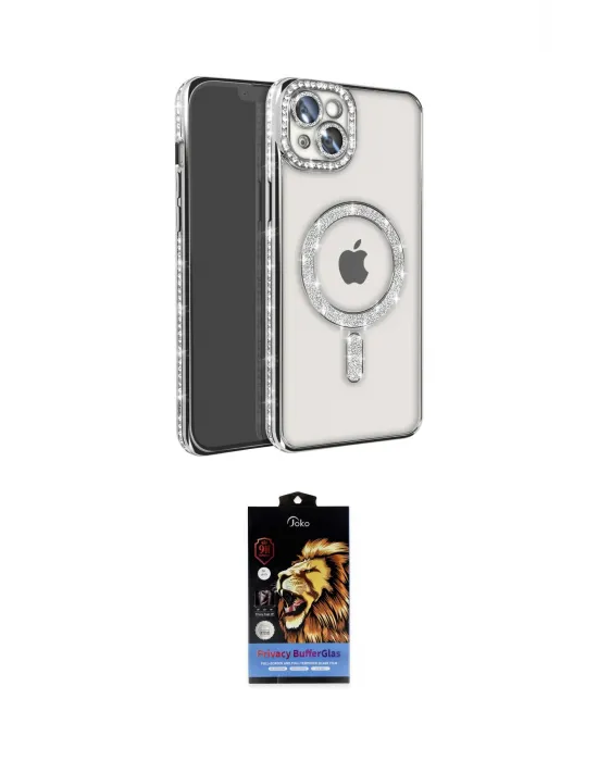 ieg™ iPhone 14 Kılıf Zirve Doku Prime - Siyah Buffer Hayalet Cam Ekran Koruyucu