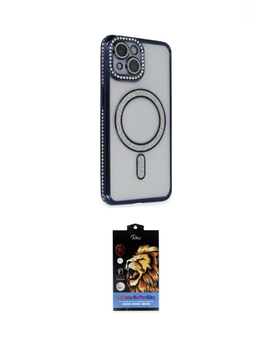 ieg™ iPhone 14 Kılıf Zirve Doku Prime - Siyah Buffer Hayalet Cam Ekran Koruyucu