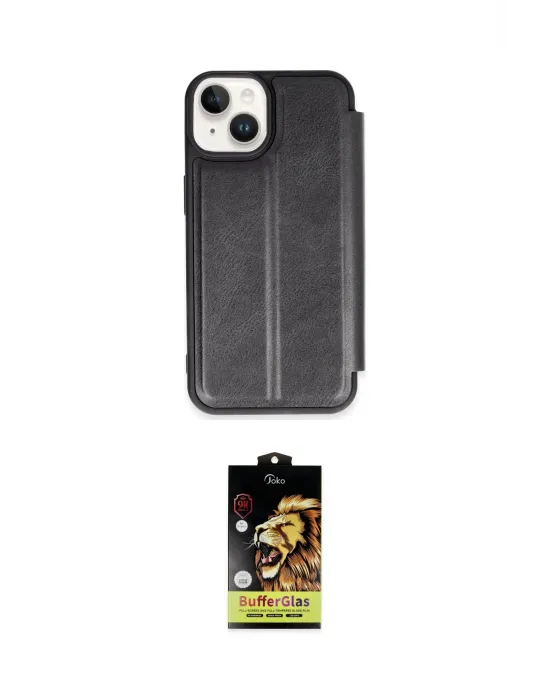 ieg™ iPhone 14 Kılıf Zirve Yansıma Serisi - Siyah Buffer Cam Ekran Koruyucu