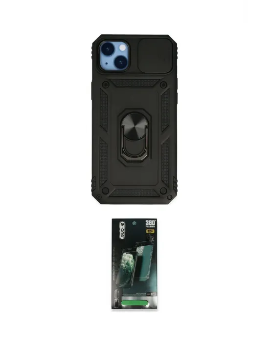 ieg™ iPhone 14 Plus Kılıf Ahenk Klasik - Siyah 360 Mat Full Body Arka Koruyucu