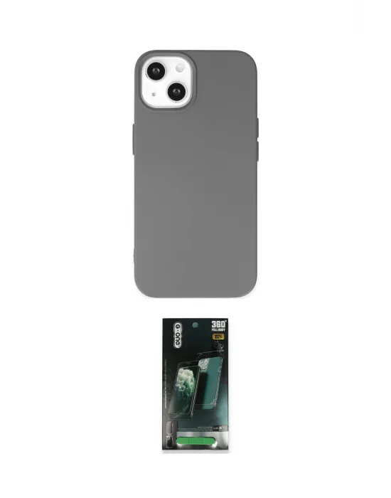 ieg™ iPhone 14 Plus Kılıf Ahenk Serisi - Siyah 360 Mat Full Body Arka Koruyucu