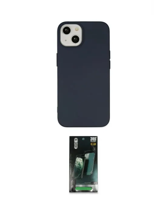ieg™ iPhone 14 Plus Kılıf Ahenk Serisi - Siyah 360 Mat Full Body Arka Koruyucu