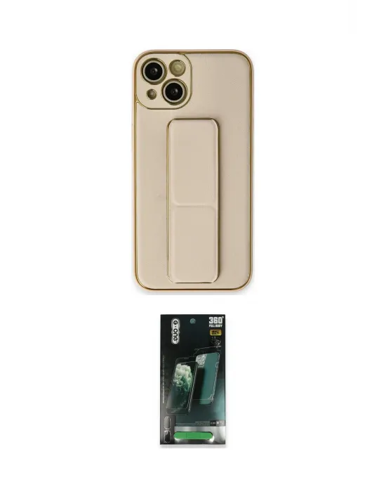 ieg™ iPhone 14 Plus Kılıf Akış Doku - Siyah 360 Mat Full Body Arka Koruyucu