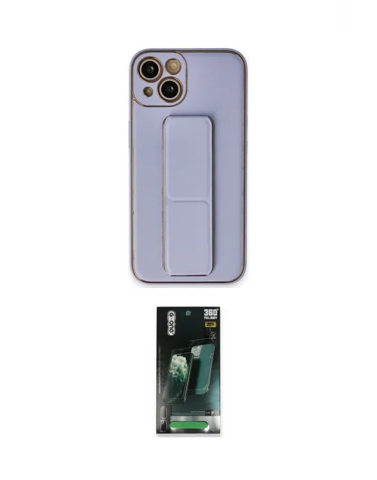 ieg™ iPhone 14 Plus Kılıf Akış Doku - Siyah 360 Mat Full Body Arka Koruyucu