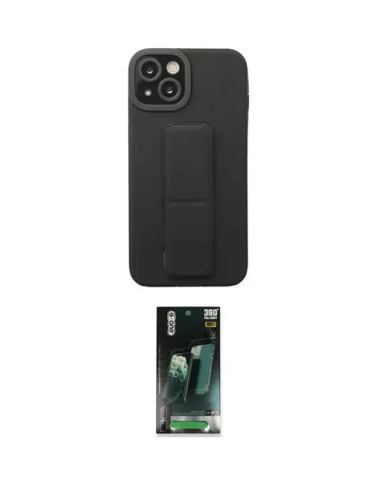 ieg™ iPhone 14 Plus Kılıf Çekirdek Yansıma - Siyah 360 Mat Full Body Arka Koruyucu