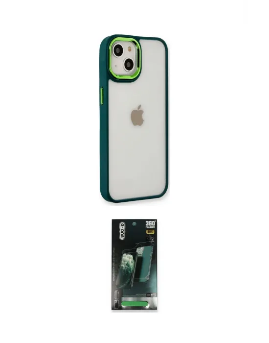 ieg™ iPhone 14 Plus Kılıf Eksen Doku Prime - Siyah 360 Mat Full Body Arka Koruyucu