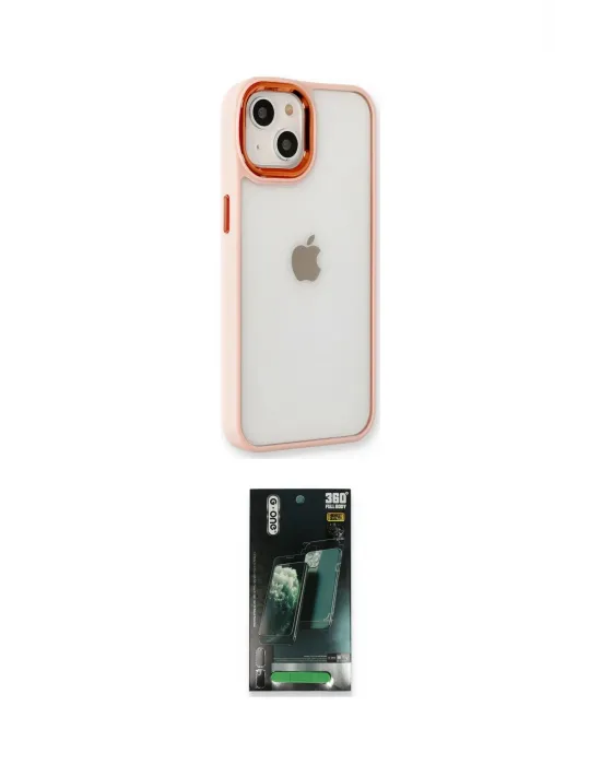 ieg™ iPhone 14 Plus Kılıf Eksen Doku Prime - Siyah 360 Mat Full Body Arka Koruyucu