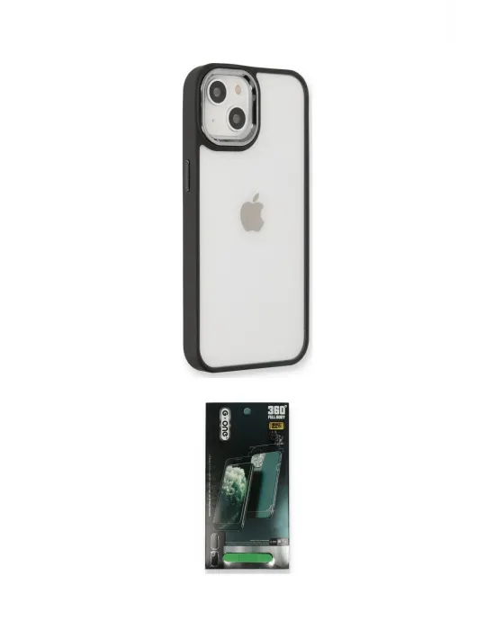 ieg™ iPhone 14 Plus Kılıf Eksen Doku Prime - Siyah 360 Mat Full Body Arka Koruyucu
