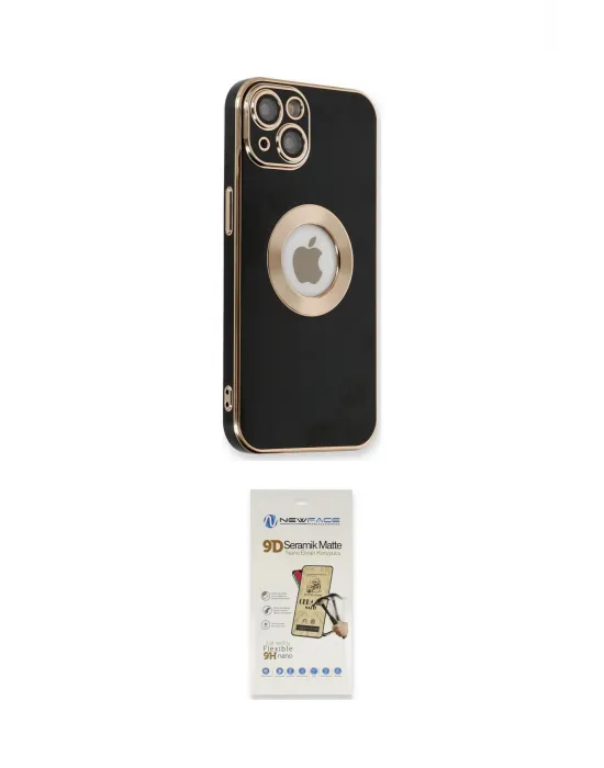 ieg™ iPhone 14 Plus Kılıf İz Form Serisi - Siyah Mat Seramik Nano Ekran Koruyucu