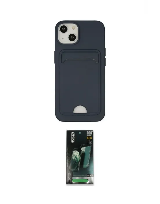 ieg™ iPhone 14 Plus Kılıf Vadi Çizgi Prime - Siyah 360 Mat Full Body Arka Koruyucu