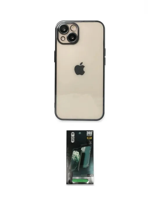 ieg™ iPhone 14 Plus Kılıf Vadi Minimal - Siyah 360 Mat Full Body Arka Koruyucu
