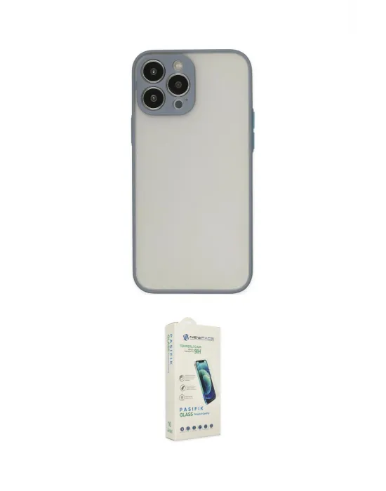 ieg™ iPhone 14 Pro Kılıf Ahenk Çizgi Serisi - Şeffaf Pasifik Cam Ekran Koruyucu