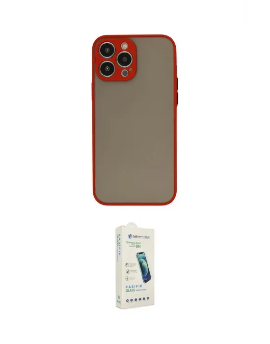 ieg™ iPhone 14 Pro Kılıf Ahenk Çizgi Serisi - Şeffaf Pasifik Cam Ekran Koruyucu