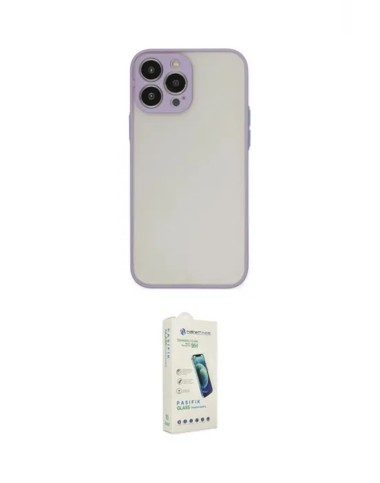 ieg™ iPhone 14 Pro Kılıf Ahenk Çizgi Serisi - Şeffaf Pasifik Cam Ekran Koruyucu
