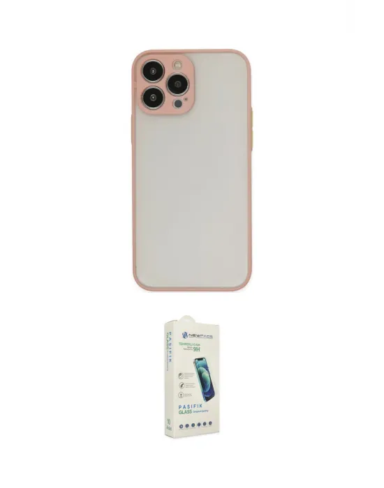 ieg™ iPhone 14 Pro Kılıf Ahenk Çizgi Serisi - Şeffaf Pasifik Cam Ekran Koruyucu