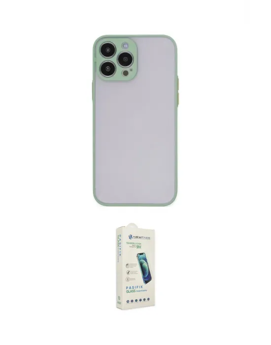 ieg™ iPhone 14 Pro Kılıf Ahenk Çizgi Serisi - Şeffaf Pasifik Cam Ekran Koruyucu
