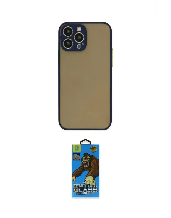 ieg™ iPhone 14 Pro Kılıf Ahenk Çizgi Serisi - Siyah 18D Cam Ekran Koruyucu
