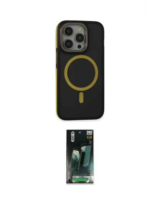ieg™ iPhone 14 Pro Kılıf Ahenk Form Serisi - Siyah 360 Mat Full Body Arka Koruyucu