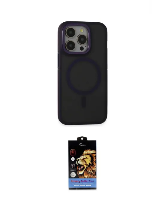 ieg™ iPhone 14 Pro Kılıf Ahenk Form Serisi - Siyah Buffer Hayalet Cam Ekran Koruyucu