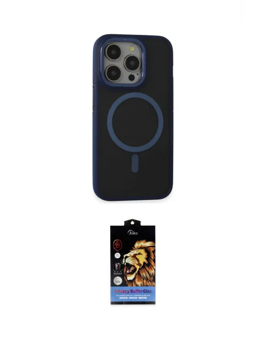 ieg™ iPhone 14 Pro Kılıf Ahenk Form Serisi - Siyah Buffer Hayalet Cam Ekran Koruyucu