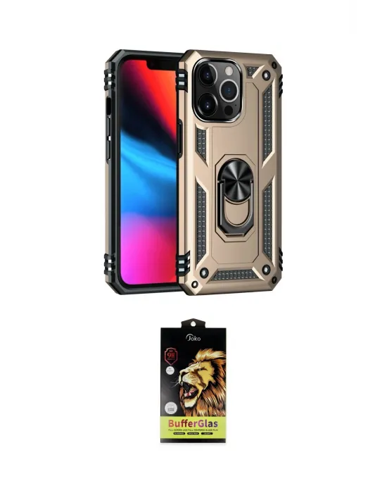 ieg™ iPhone 14 Pro Kılıf Ahenk Klasik Koleksiyonu - Siyah Buffer Cam Ekran Koruyucu