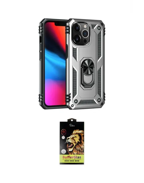 ieg™ iPhone 14 Pro Kılıf Ahenk Klasik Koleksiyonu - Siyah Buffer Cam Ekran Koruyucu