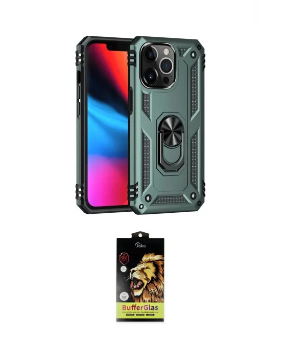 ieg™ iPhone 14 Pro Kılıf Ahenk Klasik Koleksiyonu - Siyah Buffer Cam Ekran Koruyucu