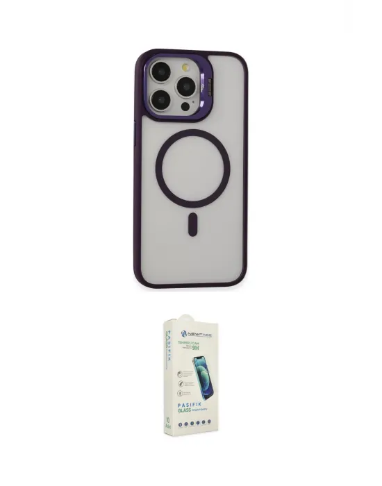 ieg™ iPhone 14 Pro Kılıf Ahenk Klasik Özel Seri - Şeffaf Pasifik Cam Ekran Koruyucu