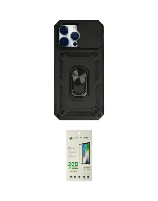ieg™ iPhone 14 Pro Kılıf Ahenk Klasik - Siyah 20D Premium Cam Ekran Koruyucu
