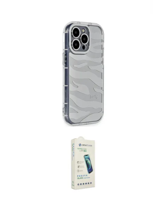 ieg™ iPhone 14 Pro Kılıf Ahenk Modern Serisi - Şeffaf Pasifik Cam Ekran Koruyucu