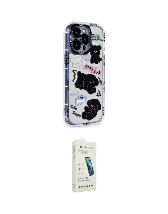 ieg™ iPhone 14 Pro Kılıf Ahenk Modern Serisi - Şeffaf Pasifik Cam Ekran Koruyucu