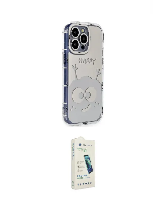 ieg™ iPhone 14 Pro Kılıf Ahenk Modern Serisi - Şeffaf Pasifik Cam Ekran Koruyucu
