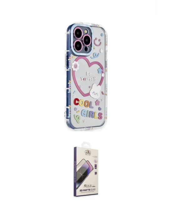 ieg™ iPhone 14 Pro Kılıf Ahenk Modern Serisi - Siyah Bilvis 3D Mat Cam Ekran Koruyucu