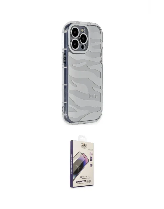 ieg™ iPhone 14 Pro Kılıf Ahenk Modern Serisi - Siyah Bilvis 3D Mat Cam Ekran Koruyucu