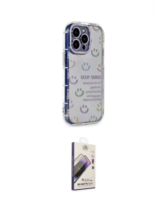 ieg™ iPhone 14 Pro Kılıf Ahenk Modern Serisi - Siyah Bilvis 3D Mat Cam Ekran Koruyucu