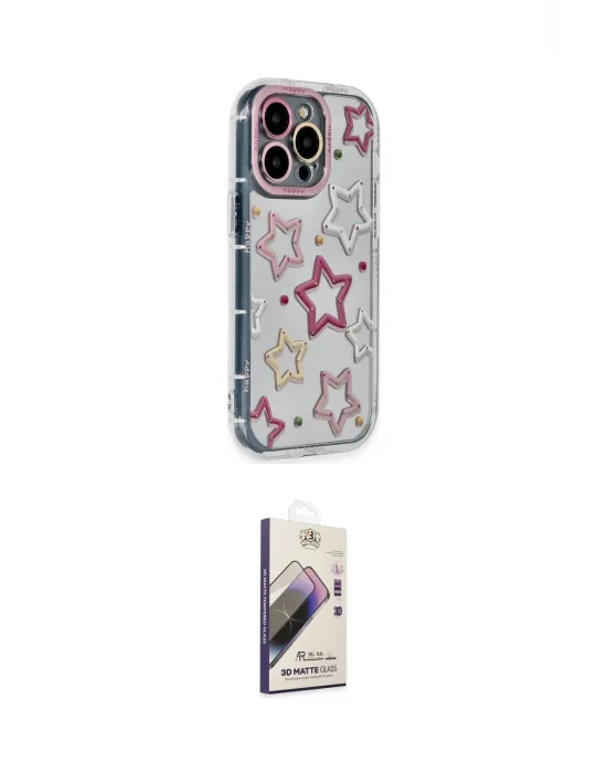 ieg™ iPhone 14 Pro Kılıf Ahenk Modern Serisi - Siyah Bilvis 3D Mat Cam Ekran Koruyucu