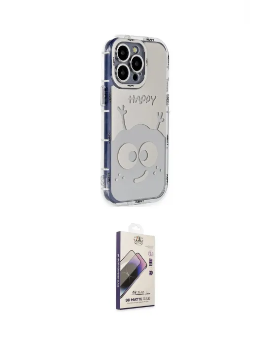 ieg™ iPhone 14 Pro Kılıf Ahenk Modern Serisi - Siyah Bilvis 3D Mat Cam Ekran Koruyucu