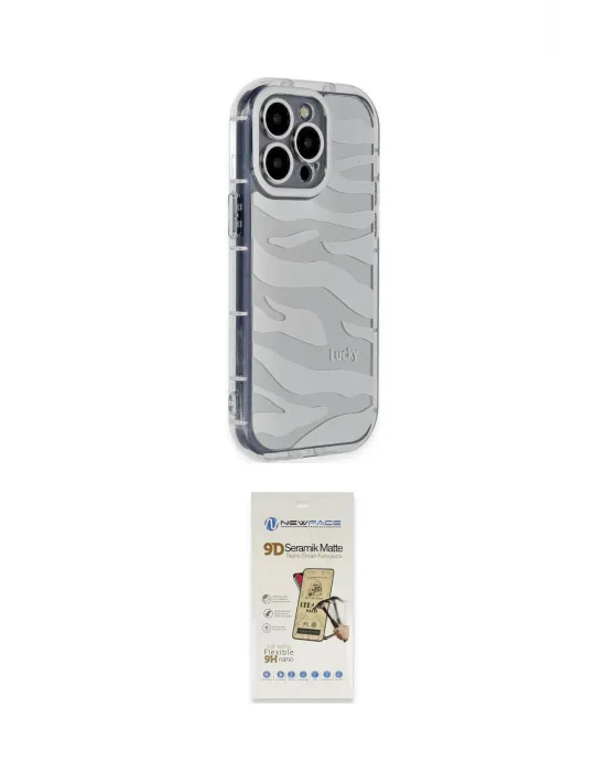 ieg™ iPhone 14 Pro Kılıf Ahenk Modern Serisi - Siyah Mat Seramik Nano Ekran Koruyucu