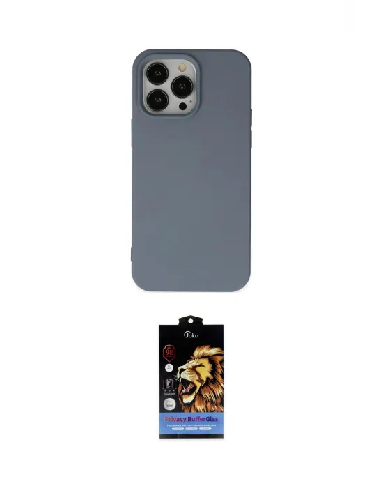 ieg™ iPhone 14 Pro Kılıf Ahenk Serisi - Siyah Buffer Hayalet Cam Ekran Koruyucu