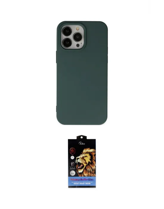 ieg™ iPhone 14 Pro Kılıf Ahenk Serisi - Siyah Buffer Hayalet Cam Ekran Koruyucu