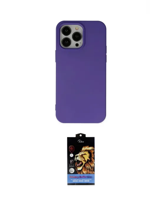 ieg™ iPhone 14 Pro Kılıf Ahenk Serisi - Siyah Buffer Hayalet Cam Ekran Koruyucu