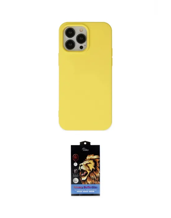 ieg™ iPhone 14 Pro Kılıf Ahenk Serisi - Siyah Buffer Hayalet Cam Ekran Koruyucu