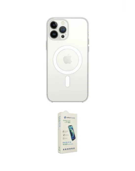 ieg™ iPhone 14 Pro Kılıf Ahenk Yansıma Prime - Şeffaf Pasifik Cam Ekran Koruyucu