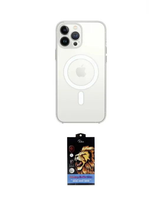 ieg™ iPhone 14 Pro Kılıf Ahenk Yansıma Prime - Siyah Buffer Hayalet Cam Ekran Koruyucu