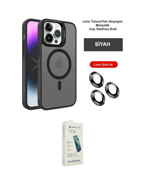 ieg™ iPhone 14 Pro Kılıf Akış Form - Şeffaf Pasifik Cam Ekran Koruyucu