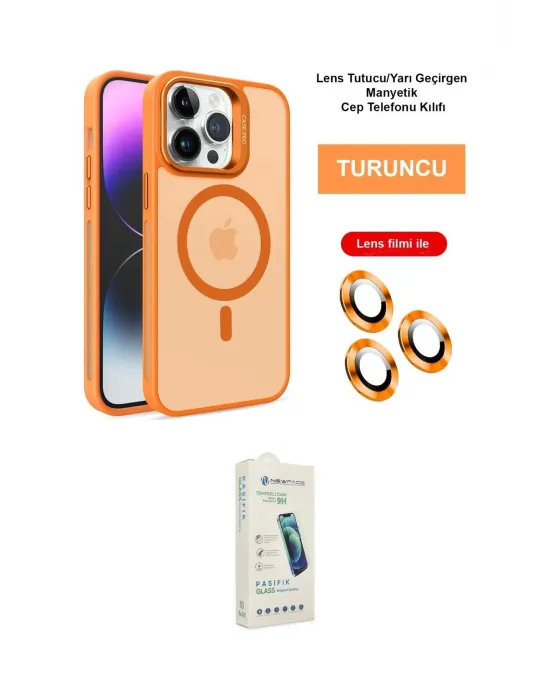 ieg™ iPhone 14 Pro Kılıf Akış Form - Şeffaf Pasifik Cam Ekran Koruyucu