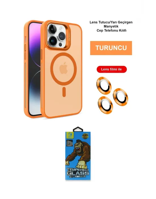 ieg™ iPhone 14 Pro Kılıf Akış Form - Siyah 18D Cam Ekran Koruyucu