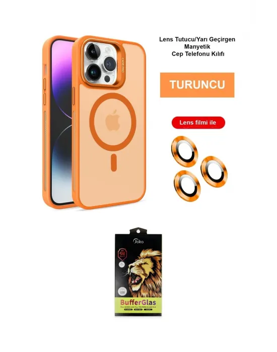 ieg™ iPhone 14 Pro Kılıf Akış Form - Siyah Buffer Cam Ekran Koruyucu